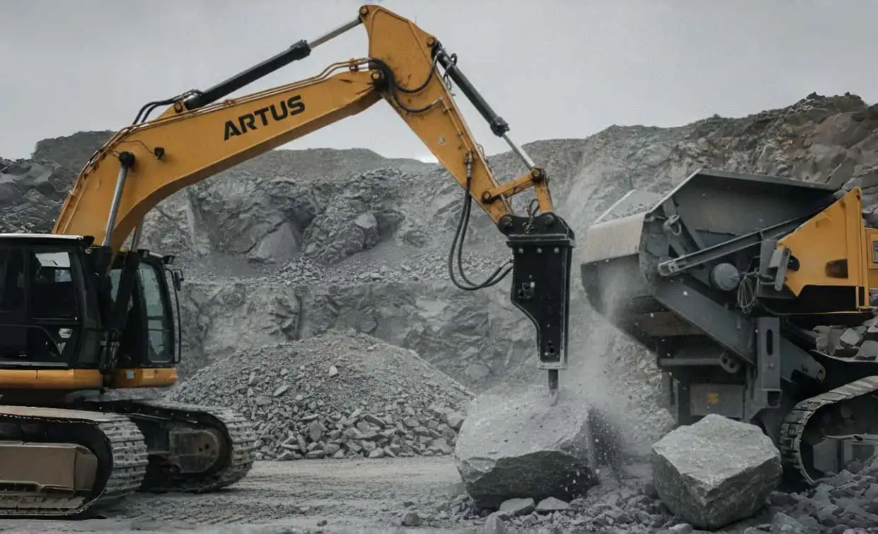 Side type hydraulic breaker quarry secondary breaking